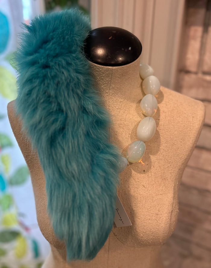 Tabitha Upcyced Handdyed Fur and Opalite Collar Necklace