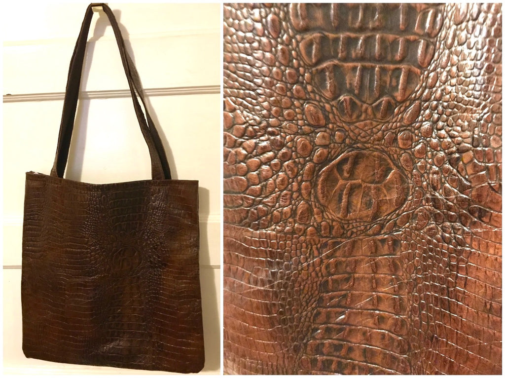 Long Leather Magazine Tote