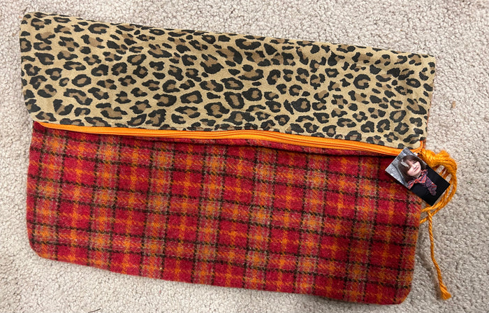 Shaw Leather and Wool Pouch Clutch
