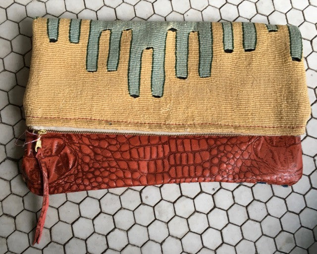 Elio Lg Kilim and Leather Clutch
