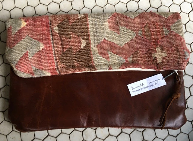 Elio Lg Kilim and Leather Clutch