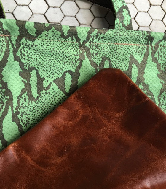 Long Leather Magazine Tote