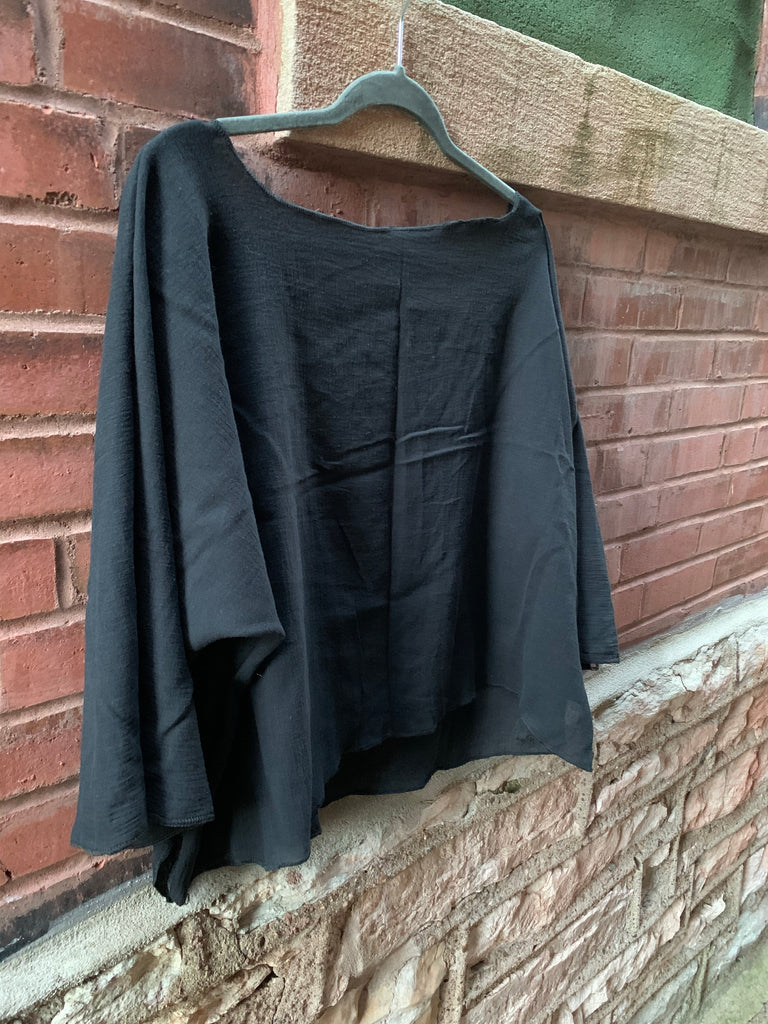 Black Sack- 100% Cotton Gauze Boxy Top