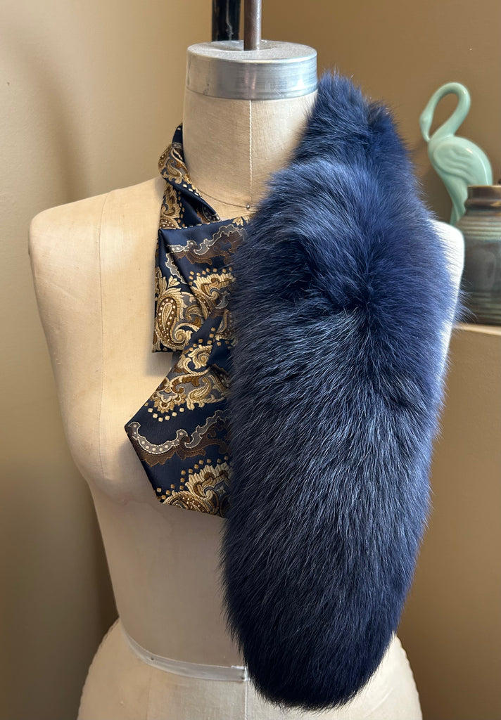 Beatrice Upcyced Fur and Necktie Collar Scarf