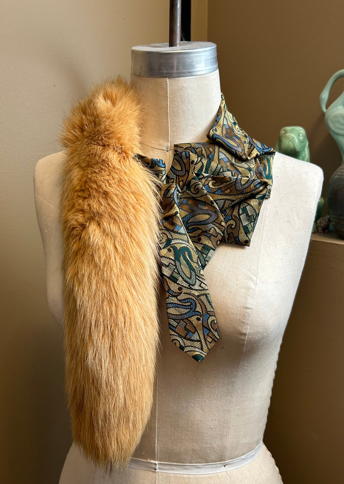 Beatrice Upcyced Fur and Necktie Collar Scarf