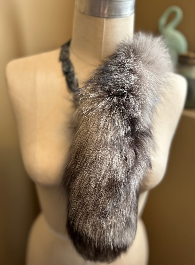 Tabitha Upcyced Fur and Labradorite Collar Necklace