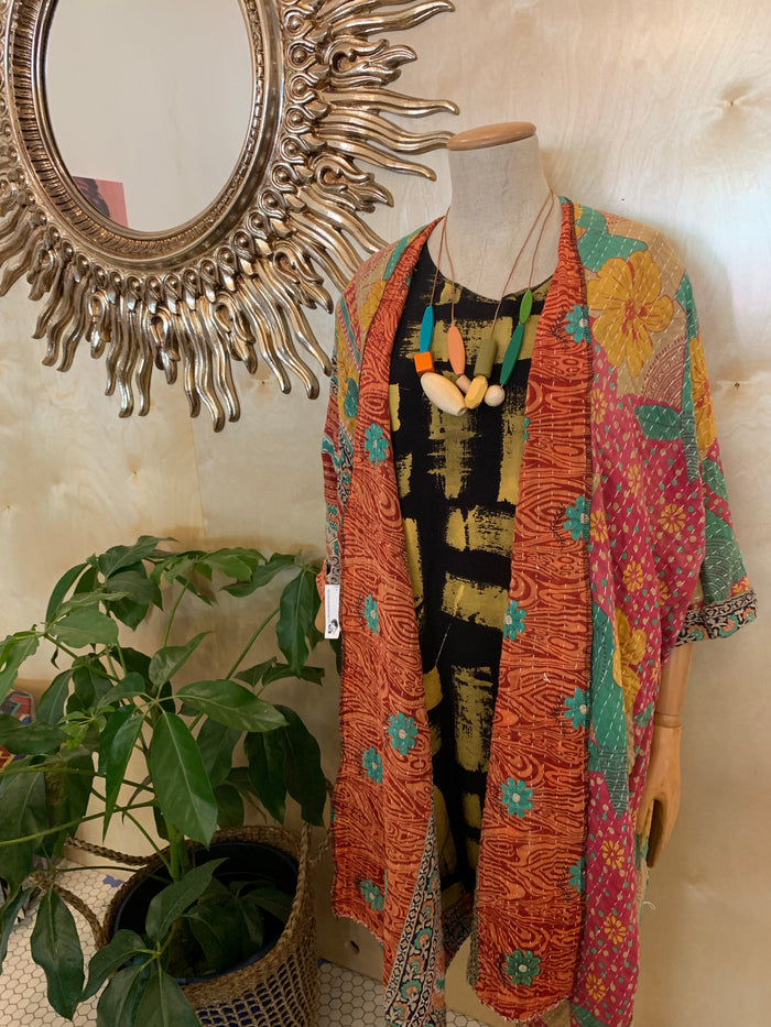 CUSTOM Vastra Quilted Kantha Cloth Jacket (short or robe length)